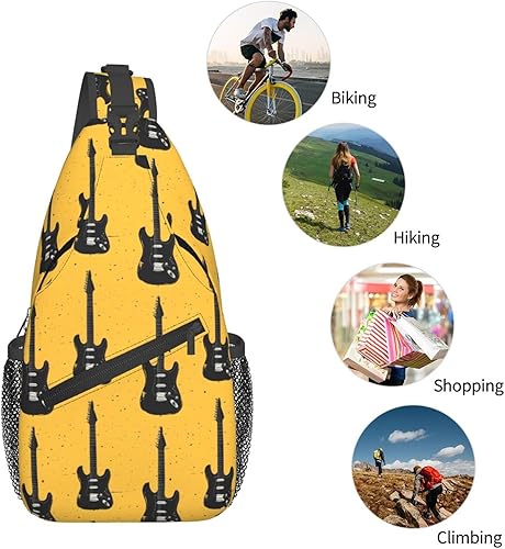 Miniatura 5 de Small Crossbody Bags for Women Men - Vintage Guitar Black Print Adjustable Shoulder Bag Fanny Packs Belt Sling Bag Crossbody Purses Backpack for