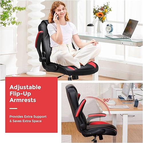 Miniatura 5 de GTRACING Silla de Oficina para Computadora y Juegos, Silla Ergonómica de Escritorio para Adultos con Soporte Lumbar, Brazos Abatibles, Altura