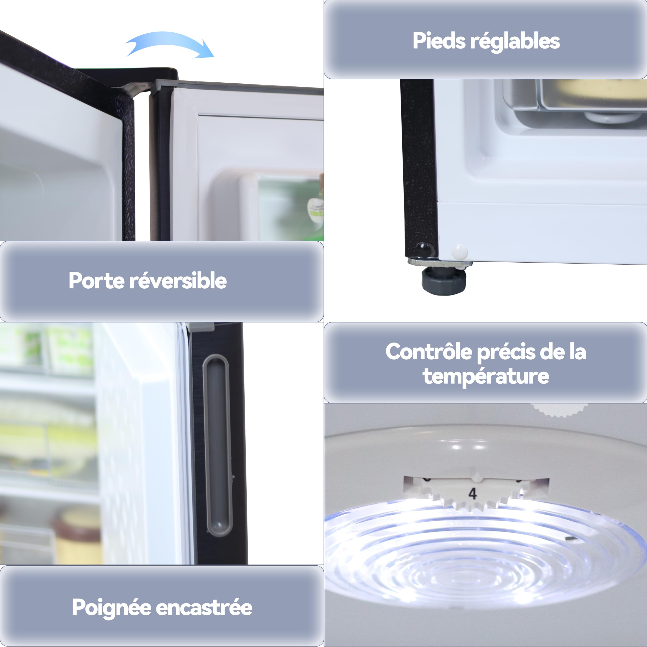 magictec Frigo congelateur combiné,refrigerateur congelateur combine | 266 L (192 L/74 L) | Réfrigérateur congélateur no frost | Pose libre | Éclairage LED | Métallique