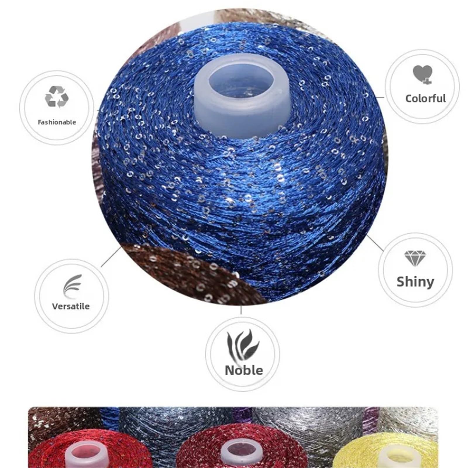 Hilos para Crochet Hilo de cuentas diamante 500g, fantasía lentejuelas densas corta distancia 2mm, chaqueta suéter DIY(Color 31)