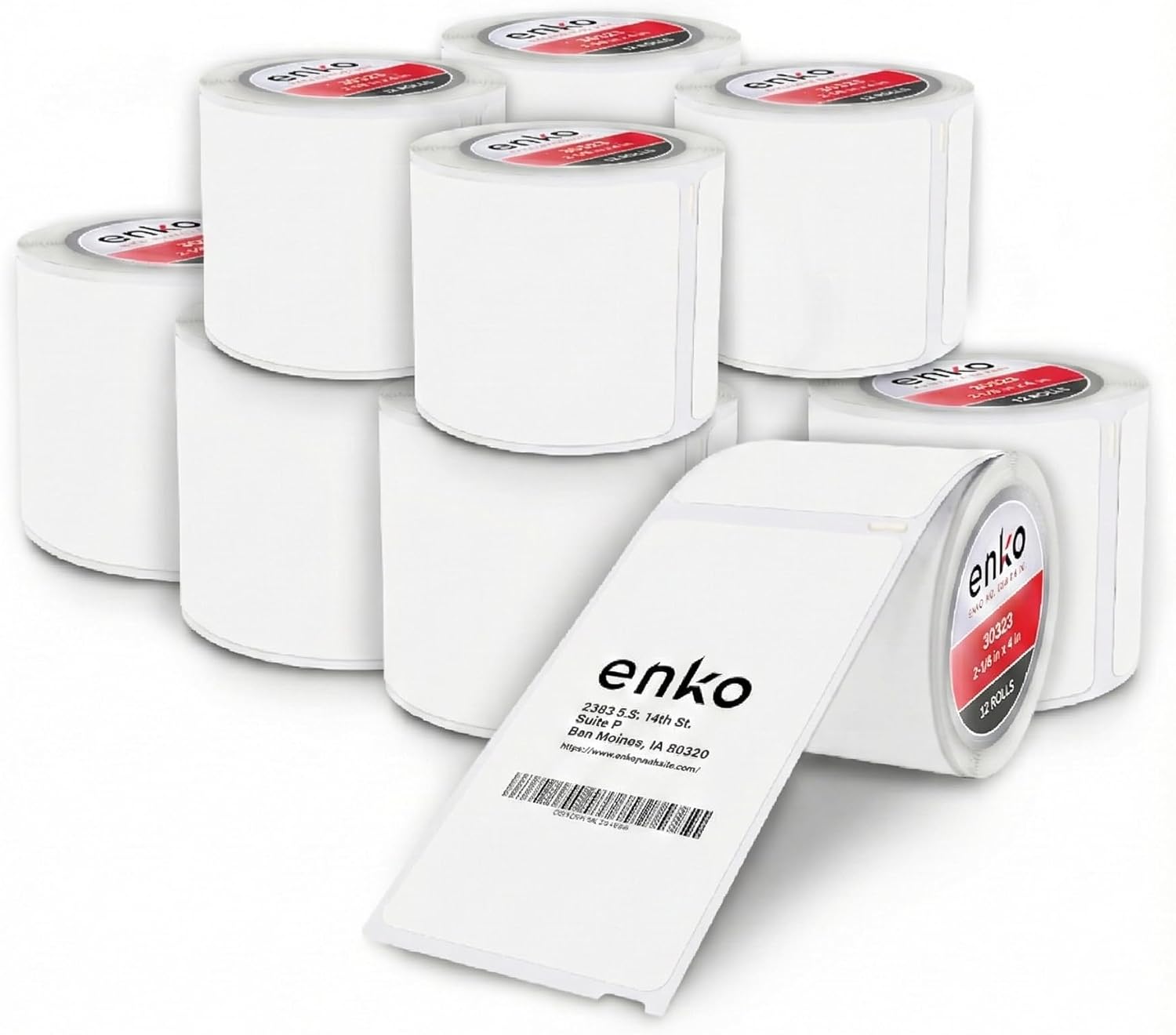 enKo (12 Rolls, 2640 Labels) Address & Shipping Labels 30323 (2-1/8 x 4") Compatible for Dymo LabelWriter