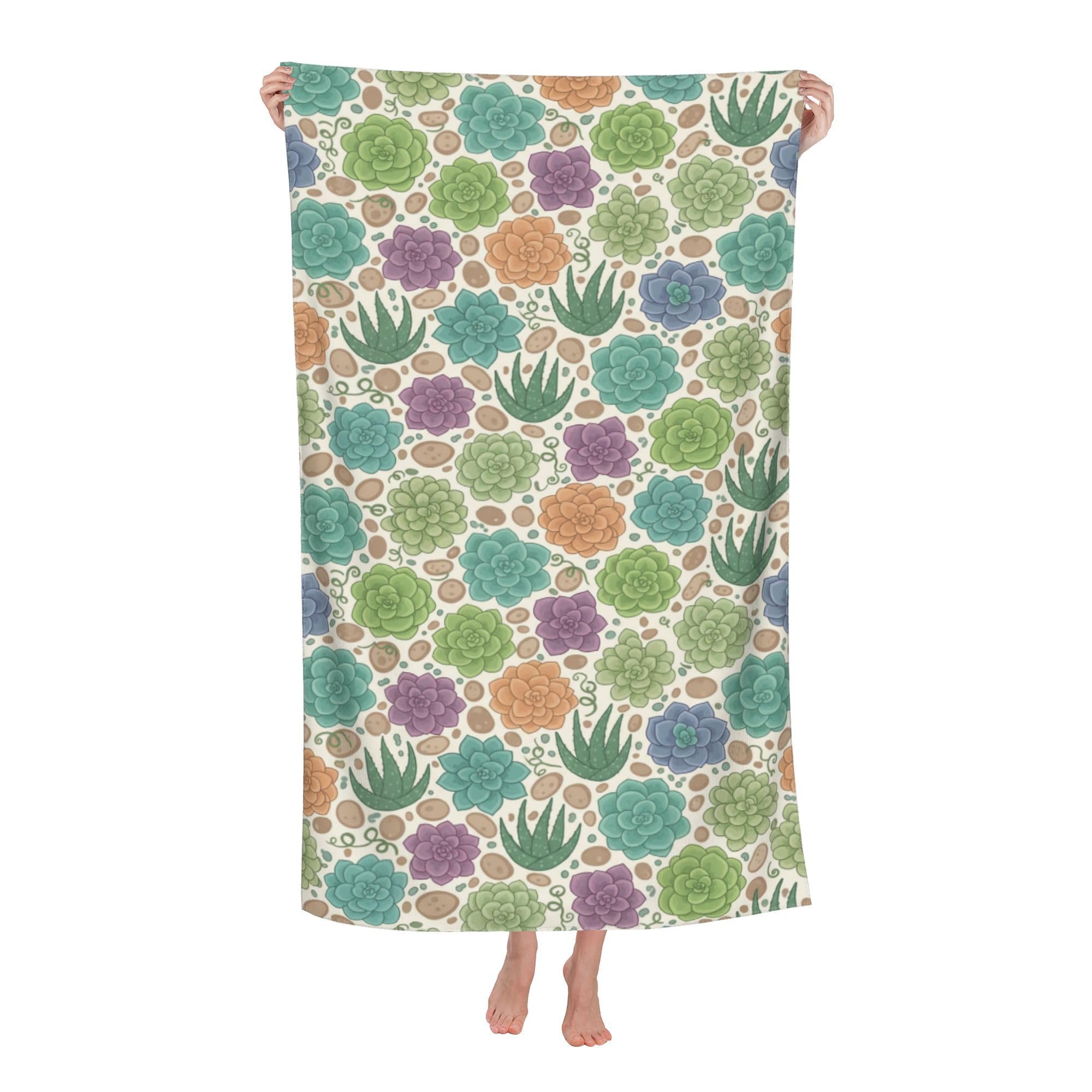 peiyeety Succulents Soft Bath Towels Absorbent Bathroom Towel for Beach Hotel Gym Spa Shower