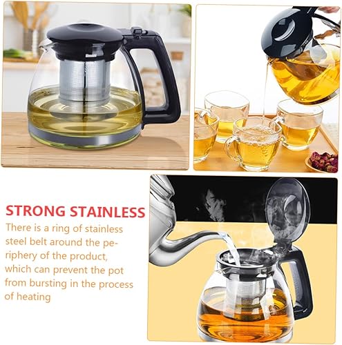 Miniatura 3 de Cabilock Tetera de vidrio para té Infusor de té Infusor de té Olla de vidrio Jarra de agua fría Té más empinado Silbando Estufa Hervidores Jarra de