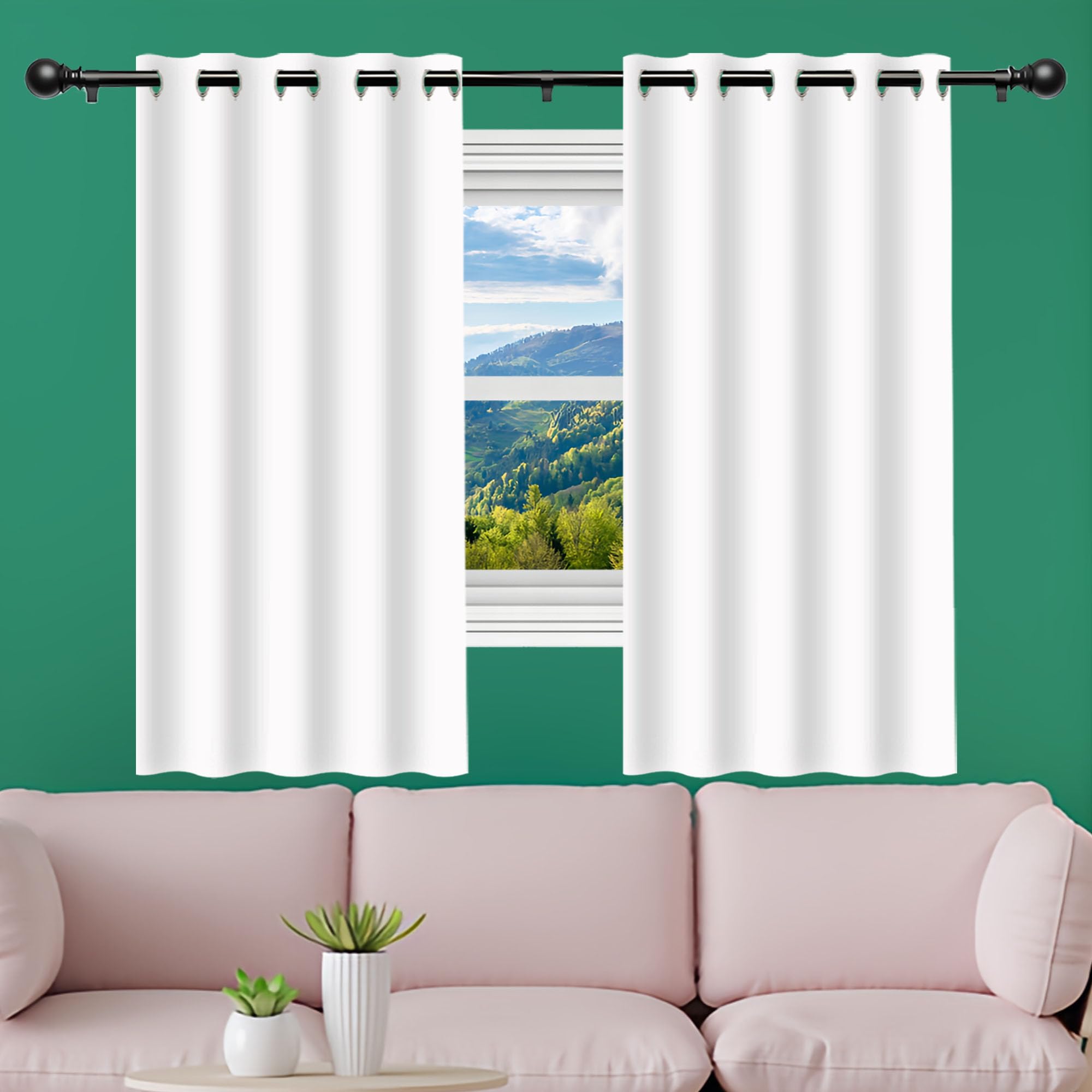 Rideau thermique blanc en tissu infroissable haut de gamme de 221 x 231 cm