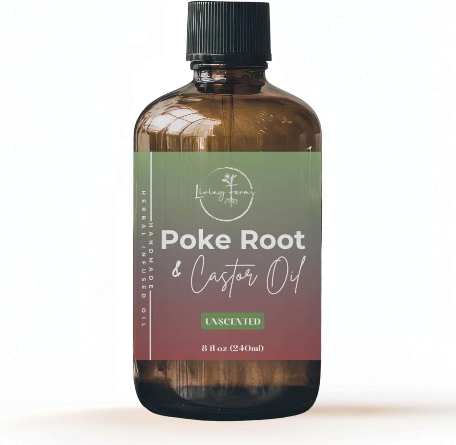Organic Poke Root Castor Oil | Mess Free Glass Pump | Lymphatic Support | Cysts, Boils, Fibroids, Swollen Lymph Nodes, Breast & Joint | Small Batch USA Made (2oz, Unscented)
