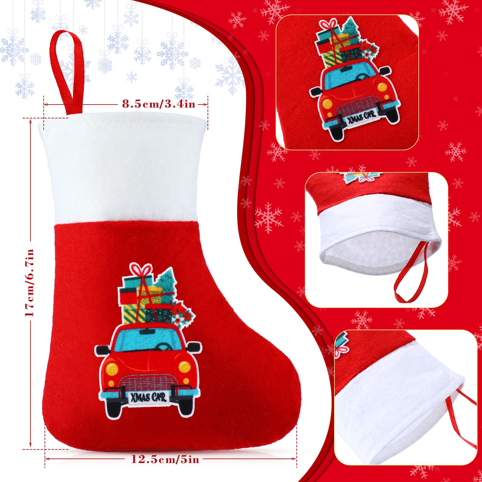 60 Pcs Mini Christmas Stockings Bulk Christmas Fireplace Hanging Felt Stockings Xmas Knife Spoon Fork Holders for Holiday (Lovely)