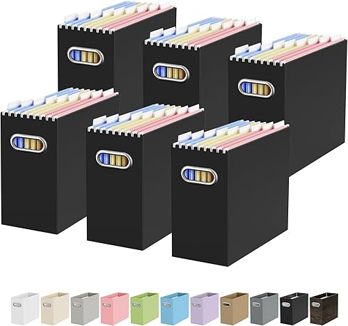 Vista 74 de Oterri - Organizador de archivos, caja de almacenamiento pequeña, organizador de cartón, caja plegable para colgar carpetas, tamaño carta