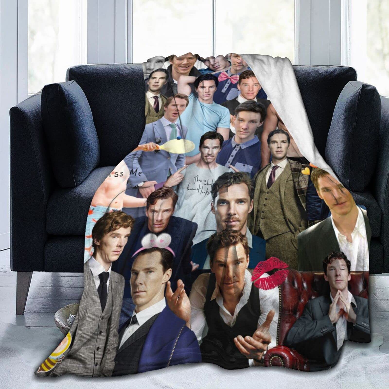 Suehome Blanket Benedict Cumberbatch Soft and Comfortable Wool Fleece Throw Blankets for Sofa Office car Camping Yoga Travel Home Decoration Cozy Plush Beach Blanket Gift