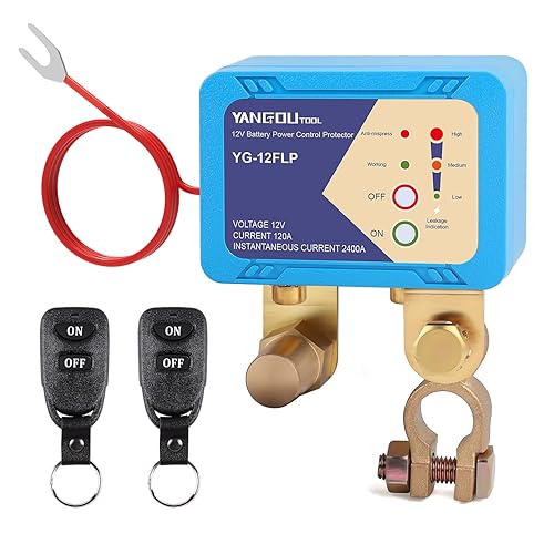 Yangoutool 12 V hasta 2400 A remoto y local, desconexión de batería antirrobo, interruptor de apagado, protector de ahorro de energía con indicación