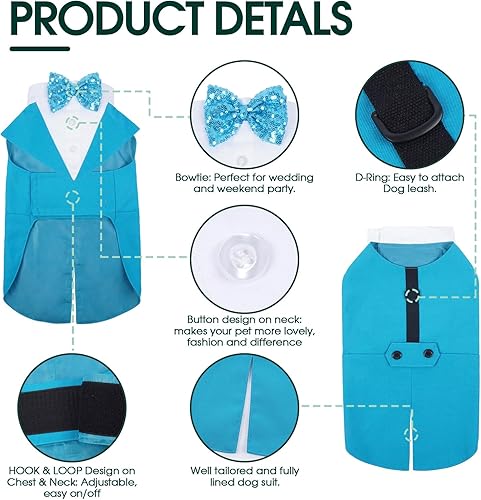 Vista 16 de Kuoser - Juego de traje y paliacate para perros grandes y medianos, tema de esmoquin, para bodas