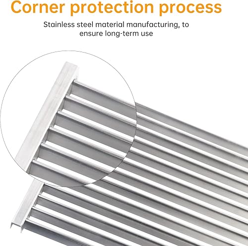 Miniatura 11 de Piezas de repuesto de rejillas de acero inoxidable de 19.5 pulgadas para Weber 7524 7528, Genesis 300 Series, Genesis E-310 E-330, juego de 2 17.4