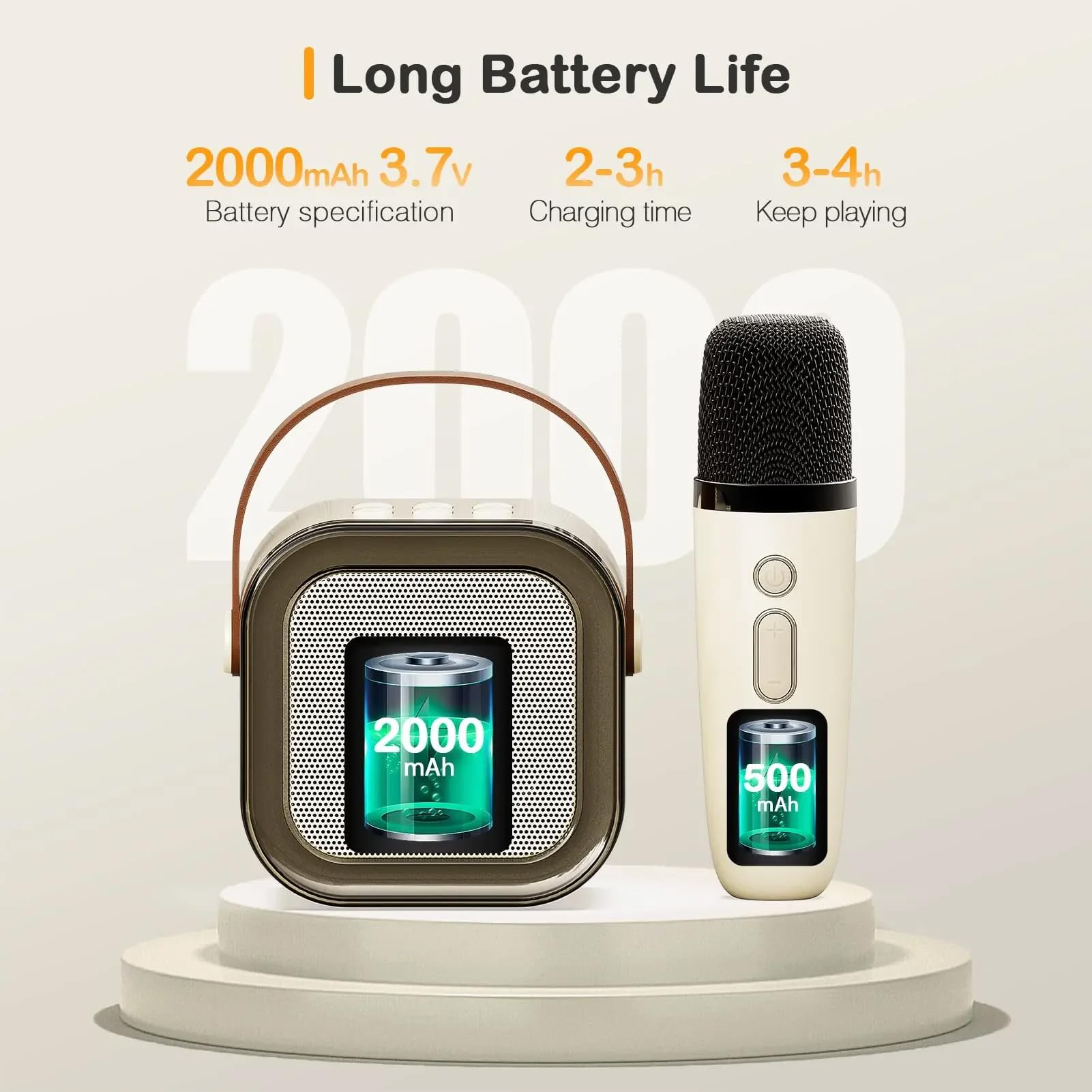 Mini urządzenie do karaoke, przenośny głośnik do karaoke Bluetooth z nastrojowym oświetleniem RGB i 2 mikrofonami, obsługuje 4 zmiany efektów dźwiękowych (White)