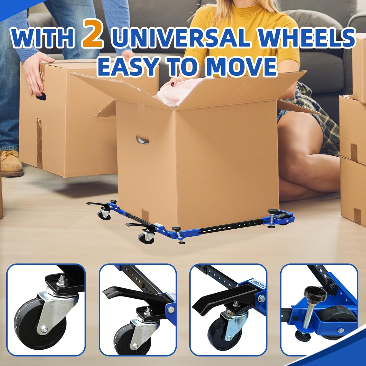SOONTOOLS Universal Mobile Base with Swivel Wheels, 500 lbs Capacity, Adjustable Heavy Duty Mobile Base, Industrial Rolling Tool Stand for Large Tools, Machines, Bandsaw, Power Tools