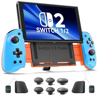 OIVO VGA DESIGN Switch Controller Handheld for 1/2/OLED, Ergonomic Grip Stretch Joypad for SW Console, Wireless Controller with TMR Joysticks, RGB Lighting, Turbo, 4 Macros & Card Slot