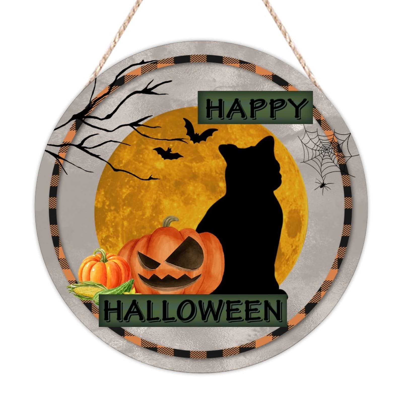 Panneau de bienvenue Halloween en bois rigide pour remplacer les decorations fragiles