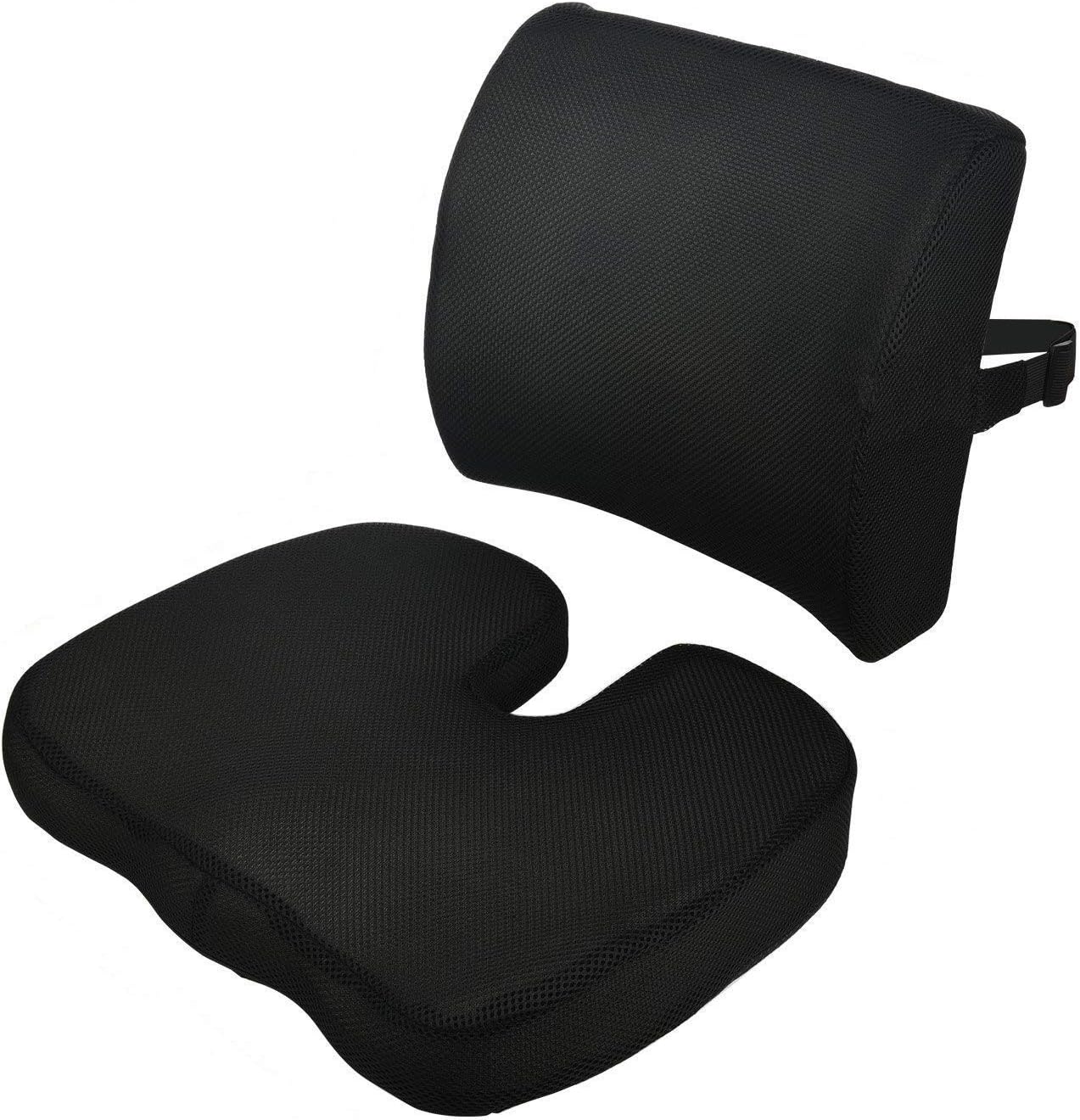 Premium Comfort Seat Cushion โ Non-Slip Orthopedic 100% Memory Foam Coccyx Cushion for Tailbone Pain โ Cushion for Office Chair Car Seat โ Back Pain & Sciatica Relief (Seat and Back cushion)