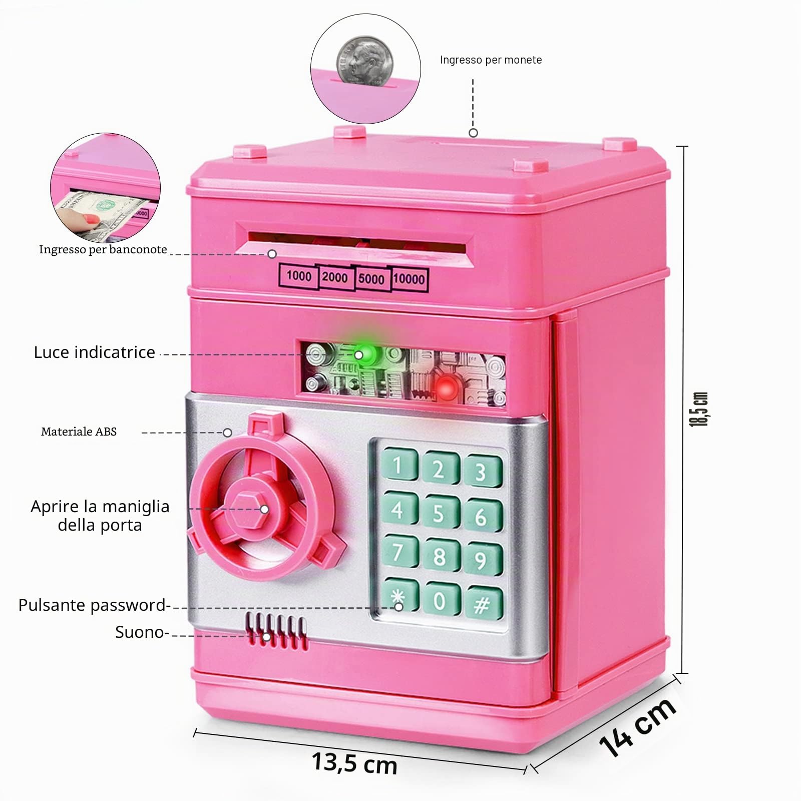 Highttoy Salvadanaio Elettronico ATM Cassaforte con Codice Salvadanaio Bambini