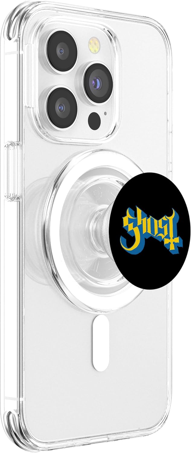 Ghost Blue and Yellow Logo PopSockets PopGrip for MagSafe