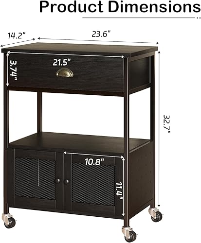 Miniatura 9 de Catrimown Carrito de café con almacenamiento, gabinete de barra de café con ruedas, carrito pequeño para microondas con cajón para cocina, sala de