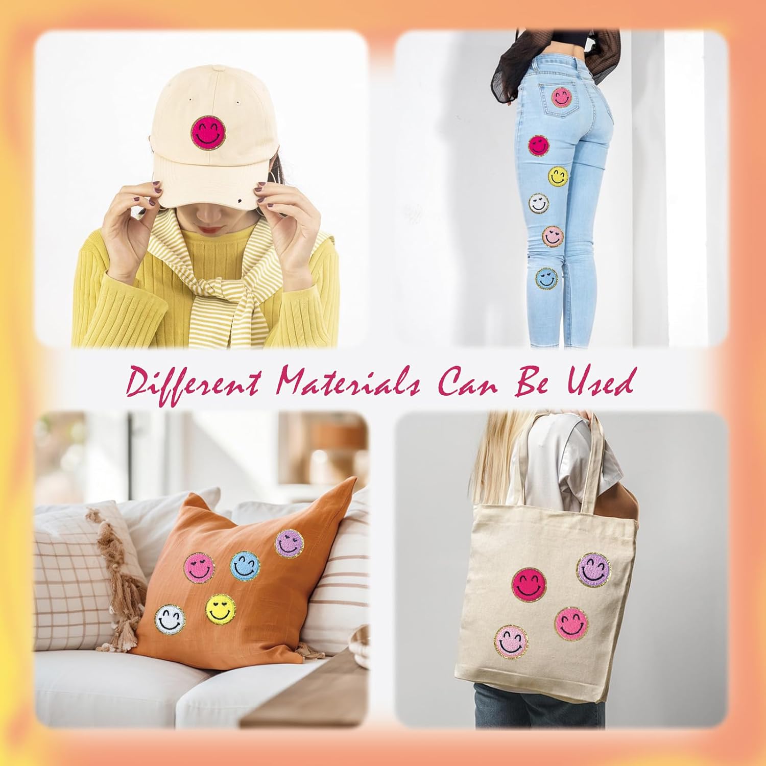 14 Pieces Happy Face Heart Iron on Patches for Clothing Clothes Jackets Jeans Hats Backpacks DIY Decorations (14 Pcs Smile Patches) - Image 5