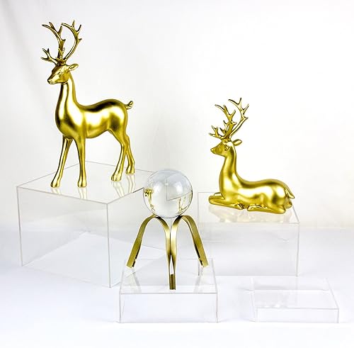 Miniatura 3 de Caja de exhibición de cubo de acrílico transparente, soportes de acrílico de cristal de 5 lados, base organizadora cuadrada transparente para