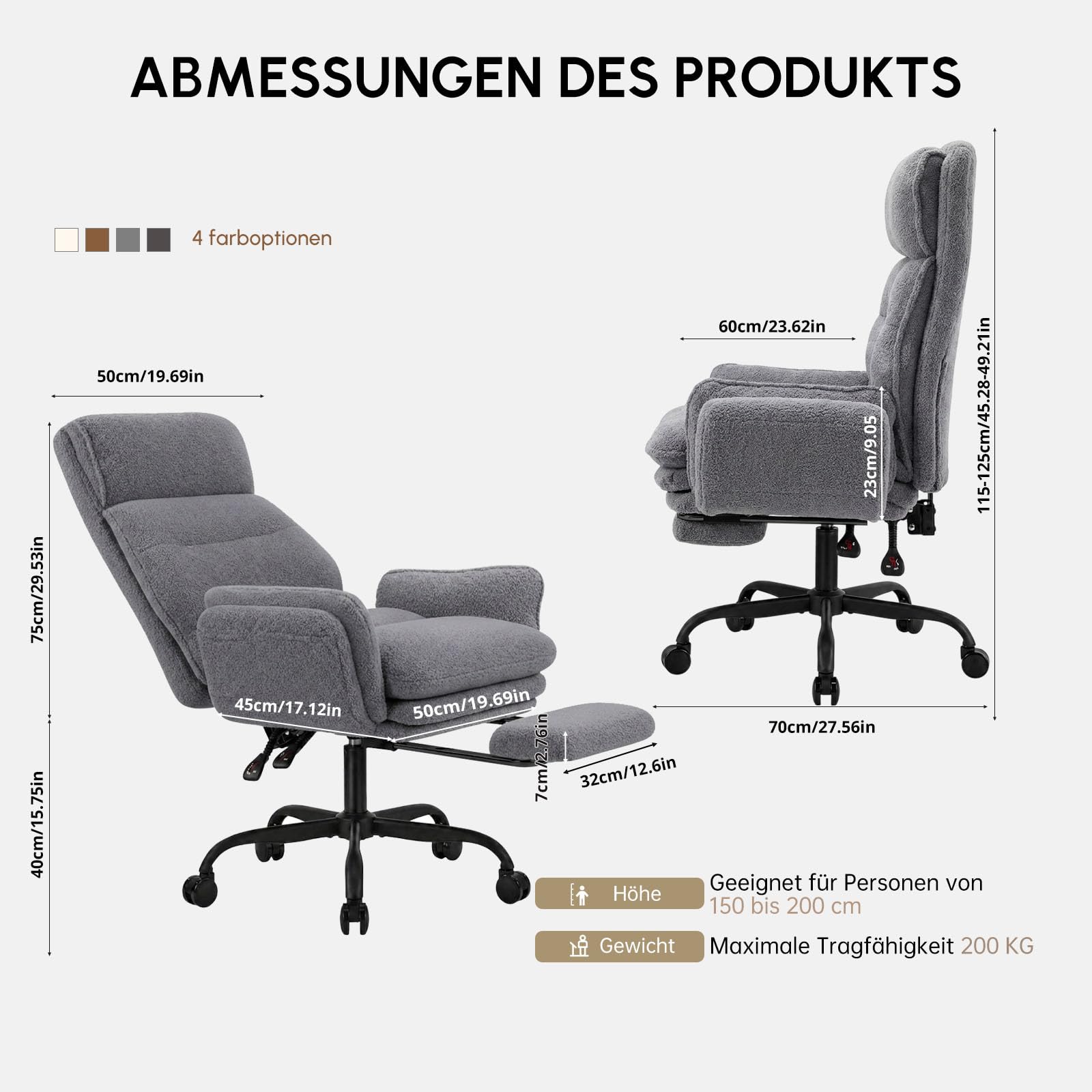 Bürostuhl mit Hoher Rückenlehne, Breiter Sitz Schneidersitz Stuhl