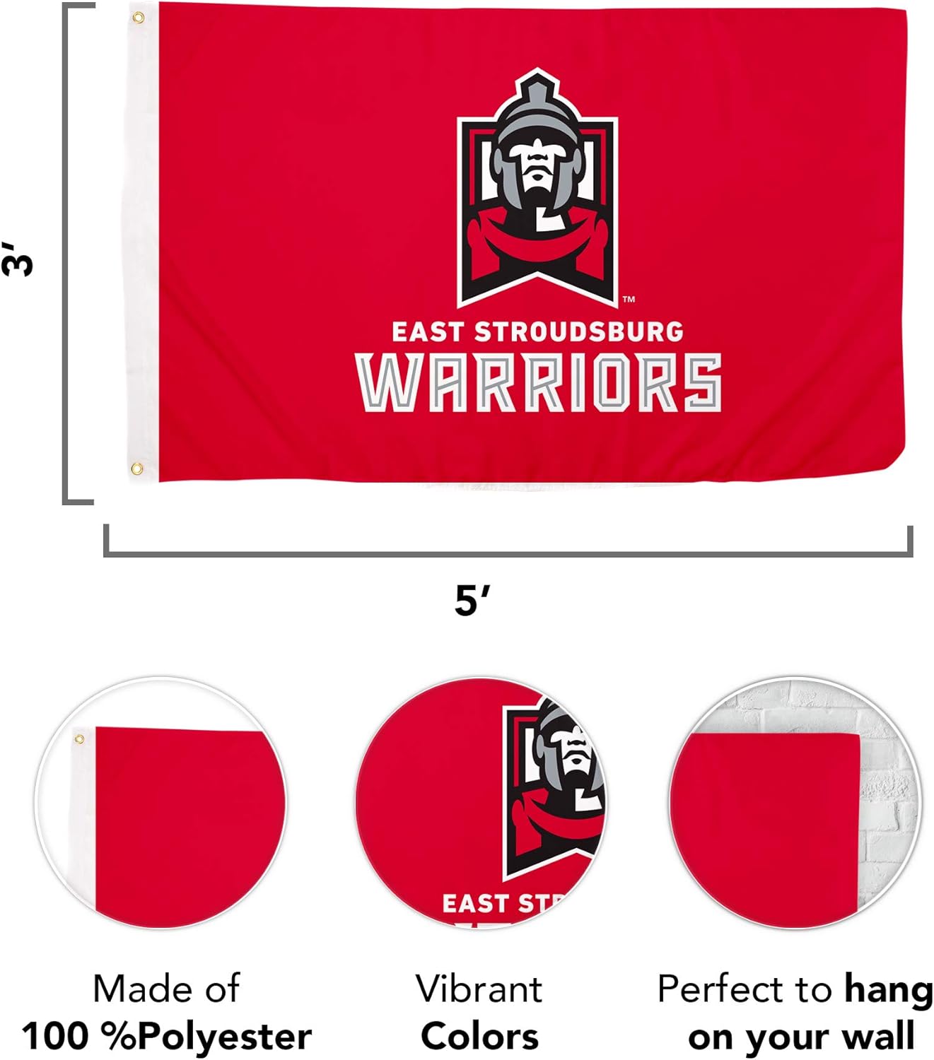 Desert Cactus East Stroudsburg University of Pennsylvania ESUP Flag - 3 x 5 Feet Warriors Banner, Indoor/Outdoor Durable Fabric, 100% Polyester Design (Style 2a)