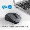 WisFox Ratón Inalámbrico 2.4G para Portátil, Ratón Ergonómico con Receptor USB y 3 Niveles Ajustables, 6 Botones para Windows Mac PC Notebook (Gris) 2