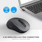 WisFox 2.4G Souris sans fil pour ordinateur portable, souris ergonomique avec USB Receveur et 3 Niveaux réglables, 6 Bouton sans fil Mice pour Windows Mac PC Carnet de notes (Grey)