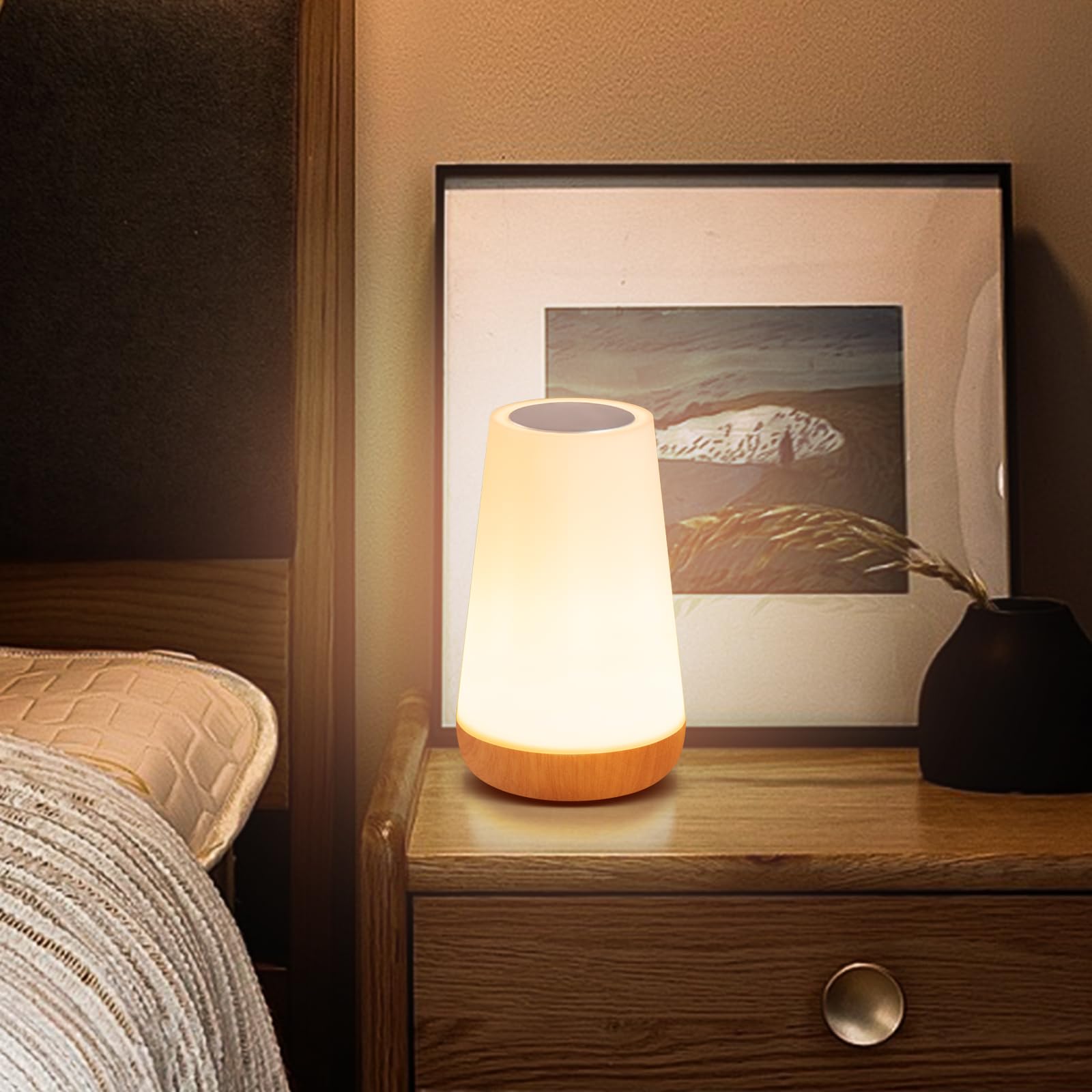 Nottac Night Light, Dimmable LED Touch Table Lamp for Bedroom 13 RGB Colors & 5 Brightness - Image 4