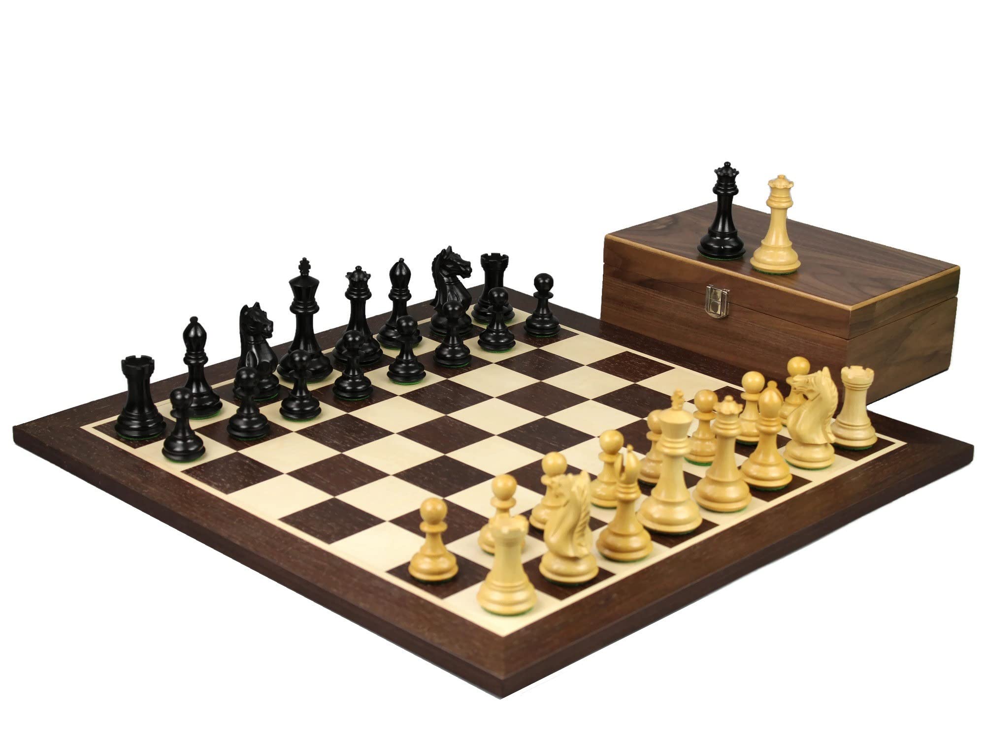 Set di scacchi in legno Wenge Board 21 pollici ponderato Ebanizzato Staunton Feroce Cavaliere Pezzi 9,75 pollici