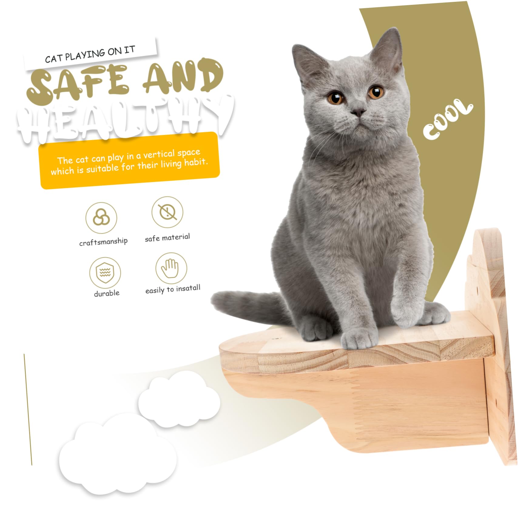 Scala per Gatti Arrampicata Multi-livello in Legno per Casa | Ripiano per Criceti, Uso Interno, Soluzione Salvaspazio e Multifunzione per Proprietari di Animali