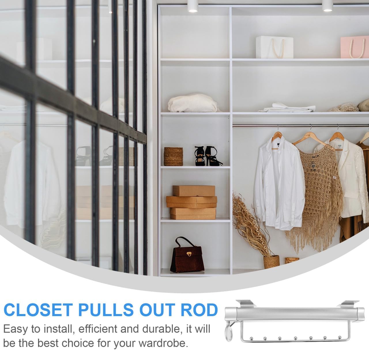 PRETYZOOM Wardrobe Sliding Rack Top Mount Clothes Hanging Rod for Closet Organization Space-Saving Pull-Out Design for Easy Access and Installation