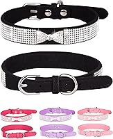 Vista 19 de Collar de perro para perros pequeños, collares ajustables de cuero de gamuza para perro, collar de perro rosa para gato, collar de perro