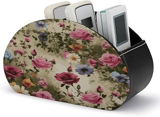 Garden Blooming Wildflowers Leather Remote Control Holder