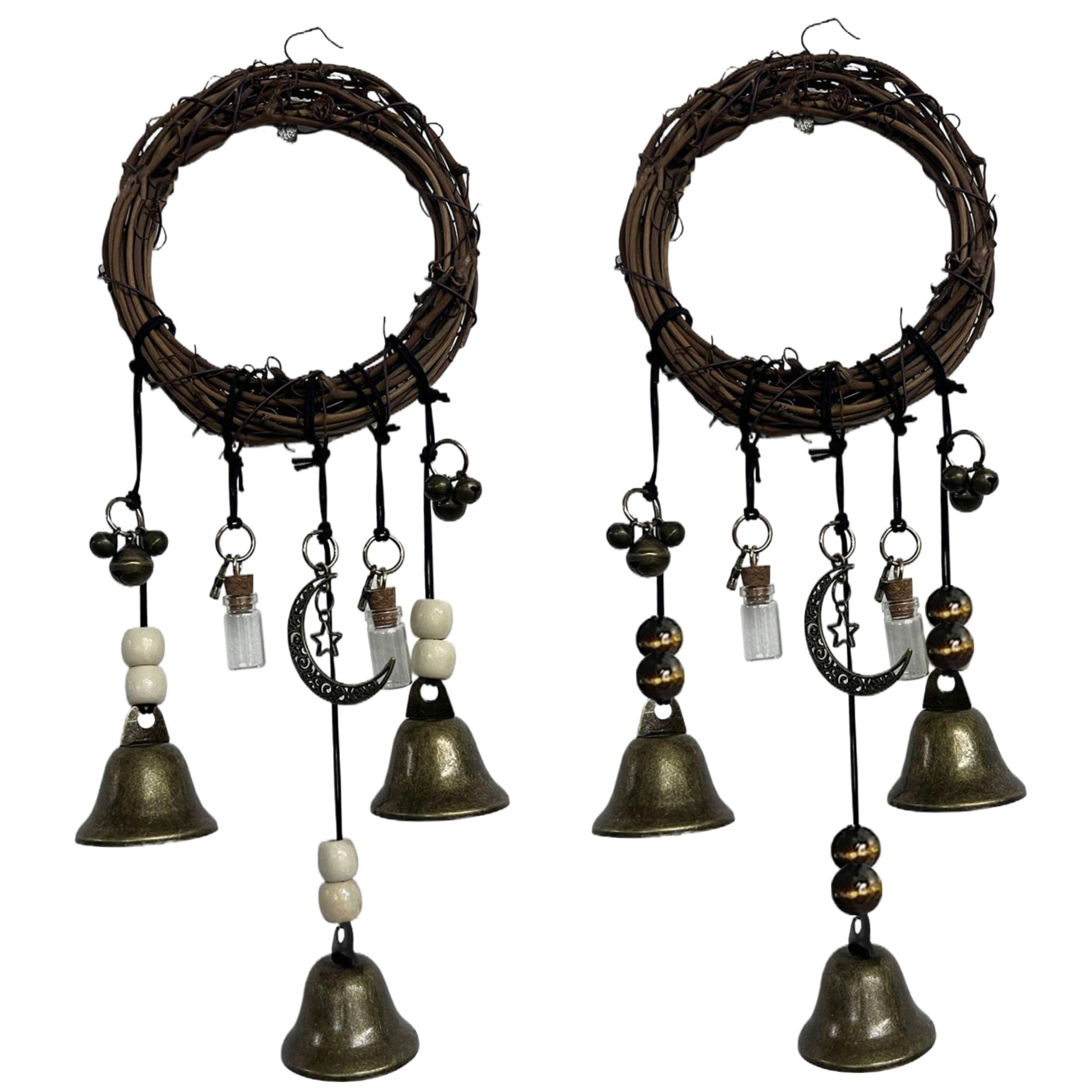 Clochettes de sorcière pour poignée porte, suspension décoration halloween et wicca 2PCS