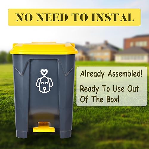 Miniatura 4 de Outdoors - Cubo de basura para excrementos de perro con tapa y 290 bolsas de basura biodegradables, lindo bote de basura para patio, hogar, jardín,