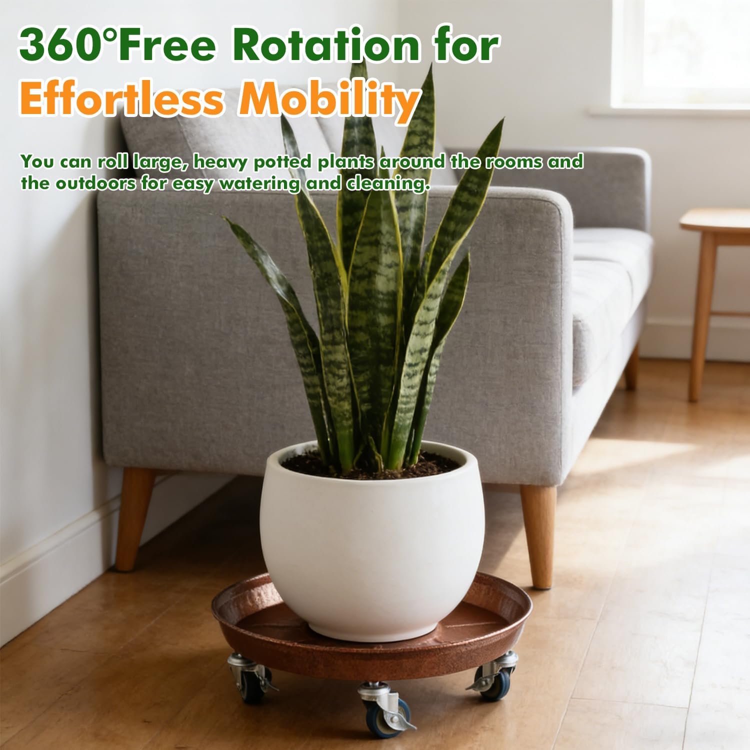 3 Packs Metal Plant Caddy with Wheels 13" Rolling Plant Stand Heavy Duty Plant Dolly with Casters for Indoor and Outdoor Large Planter Casters Potted Plant Mover,Copper