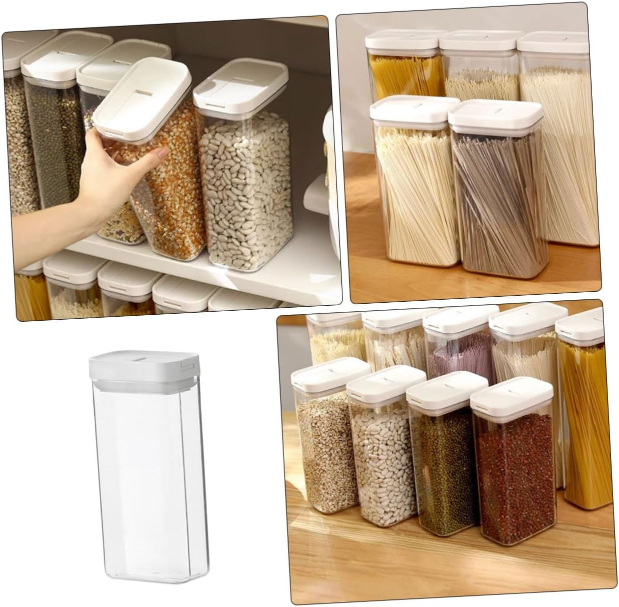 3pcs Pasta Storage Canister Airtight Noodle Container for Pantry Organization Design Keeps Spaghetti Fresh for Kitchen Grains and Cereal Storage