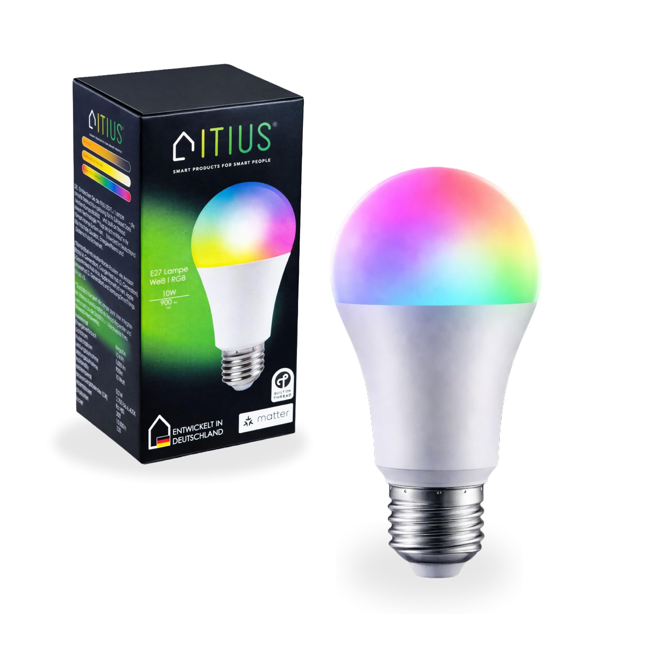 ITIUS Matter E27 RGB + CCT LED-Lampe (Thread Mesh)