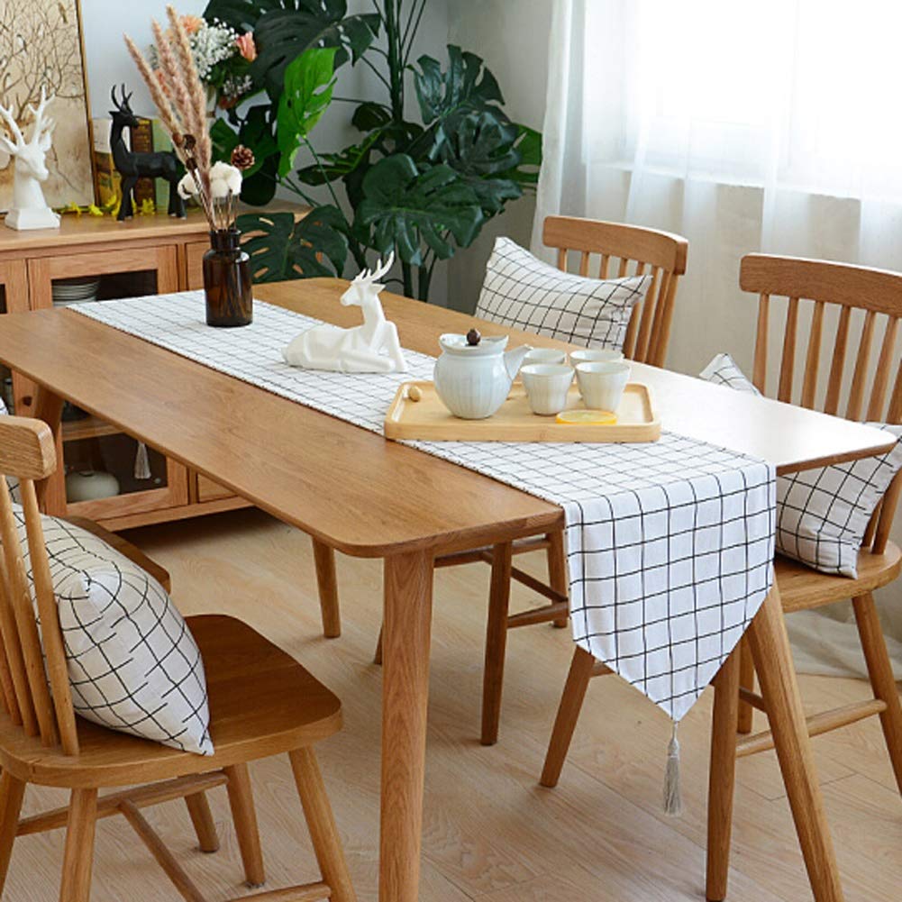 Table Runners AGYH Table Flag Modern Minimalist Shoe Cabinet TV Cabinet Tablecloth Coffee Table Dining Table Cloth placemat Small White Grid 30100cm (Color : Small White Plaid, Size : 30100cm)