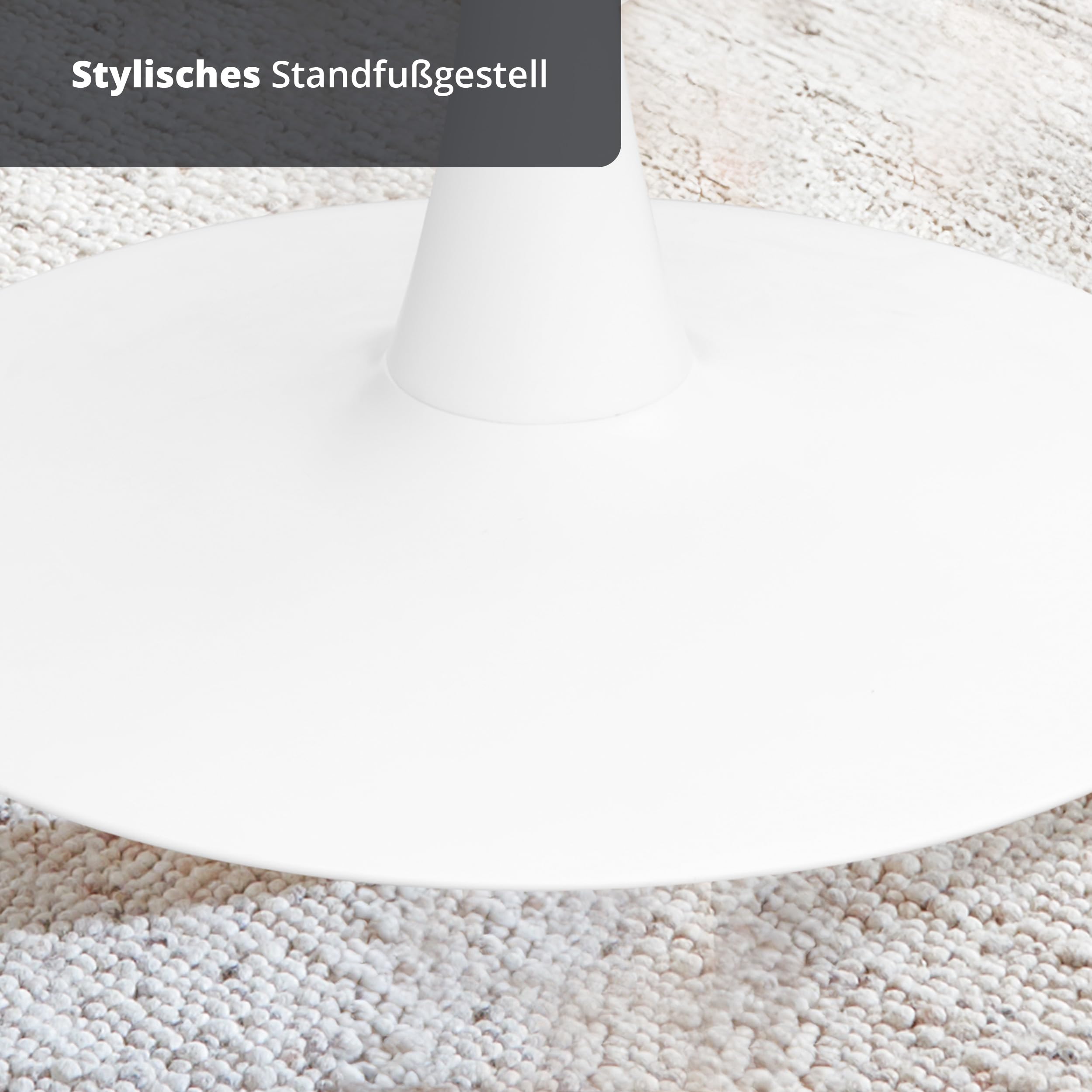 KHG Esstisch, Küchentisch Rund 110 cm Durchmesser, Weiß lackiert, für 6 Personen, 75 cm Höhe, Tisch für Wohnzimmer, Küche, Büro, minimalistisches Design
