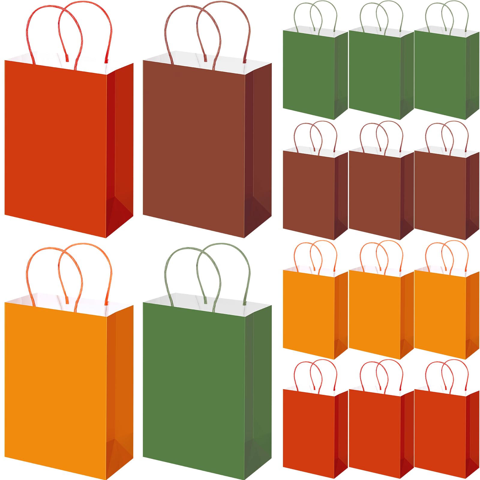 Fuyoooo 48 Pieces Thanksgiving Paper Gift Bags Bulk with Handle Fall Party Favors Candy Autumn Treat Bags Fall Supplies Decoration(Harvest Color)