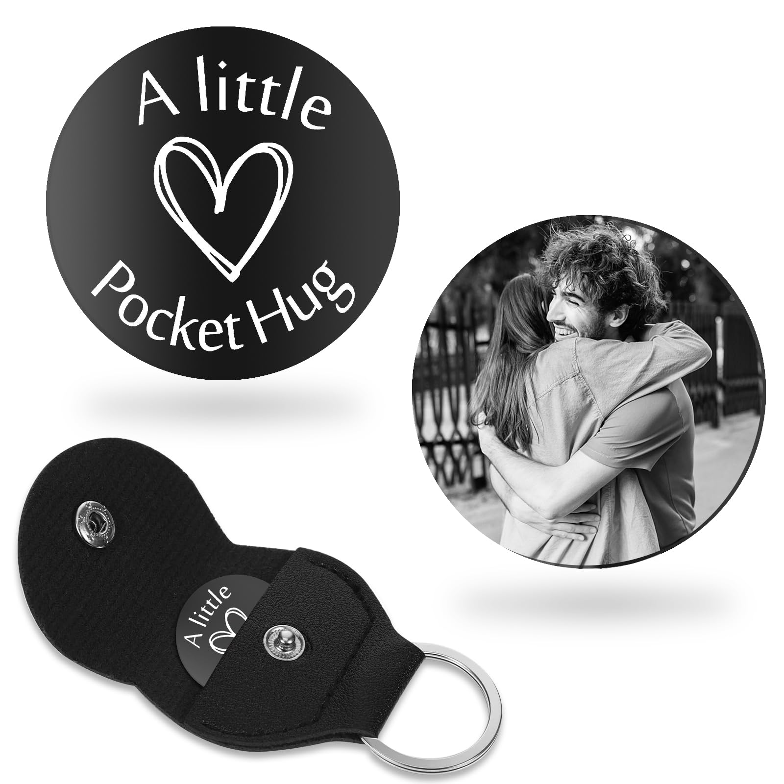 JUBOPE Custom Personalized Little Pocket Hug Token Gifts - Custom Keychain with Picture Personalized Gifts for Men Women lover (A-Photo)