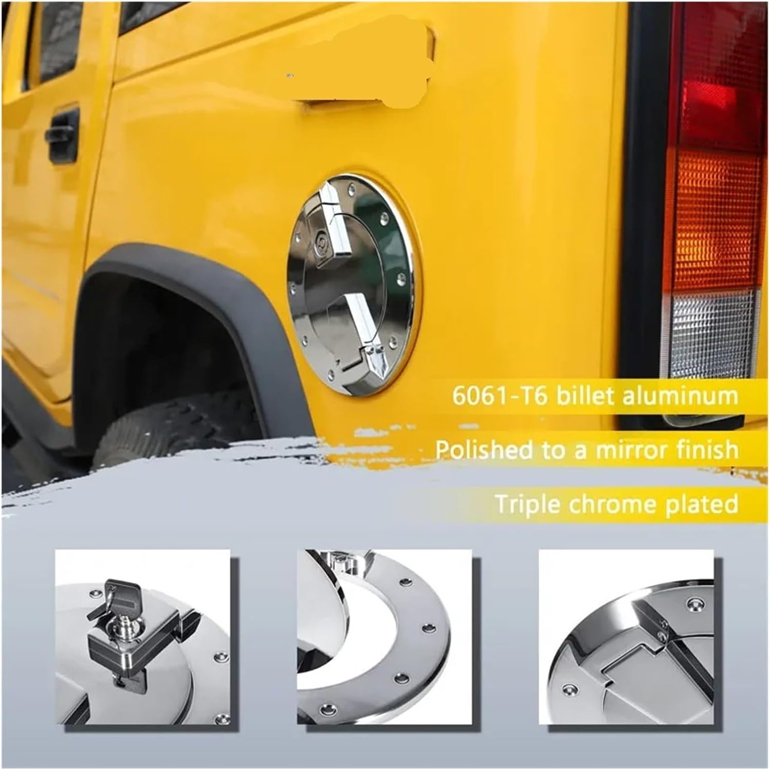 Locking Fuel Door 2003-2009 Compatible For Hummer H2 SUV SUT Replacement For 15903412 Gas Tank Cap Cover Aluminum(Silver)
