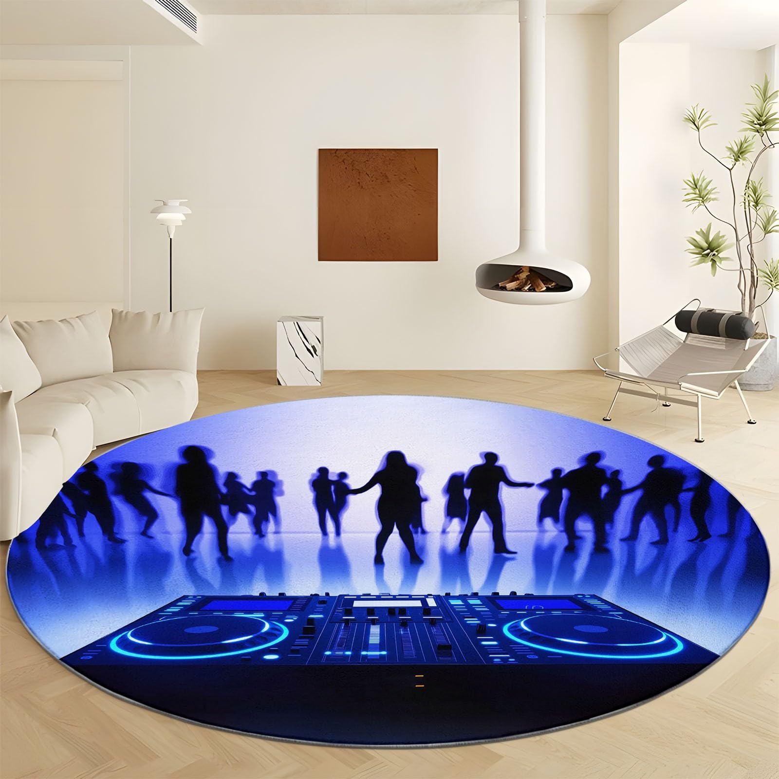 Generisch Rund Teppich Wohnzimmer DJ-Konsole 200 cm Rund Teppich- Küche Jugendzimmer Esszimmer Flur und Schlafzimmer Rund Teppiche Kurzflor Extra Weich Pflegeleicht