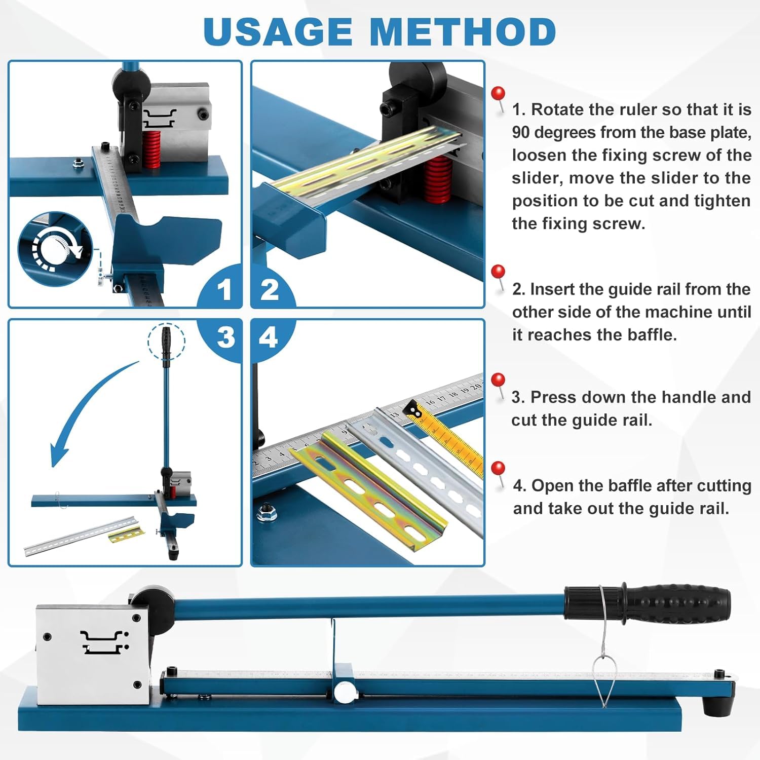 MXBAOHENG Découpe de Rail Din 35 * 7.5 MM Coupe Rail DIN à Double Trou avec Règle pour Couper Les Rails en Acier/Aluminium (bleu)