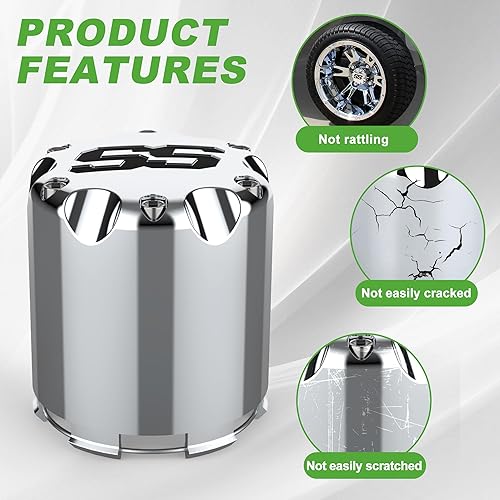 Miniatura 5 de 10L0L Tapas centrales de rueda cromadas para carrito de golf, ITP, tapacubos universales para Yamaha, EZGO, Club Car y otros modelos, paquete de 4