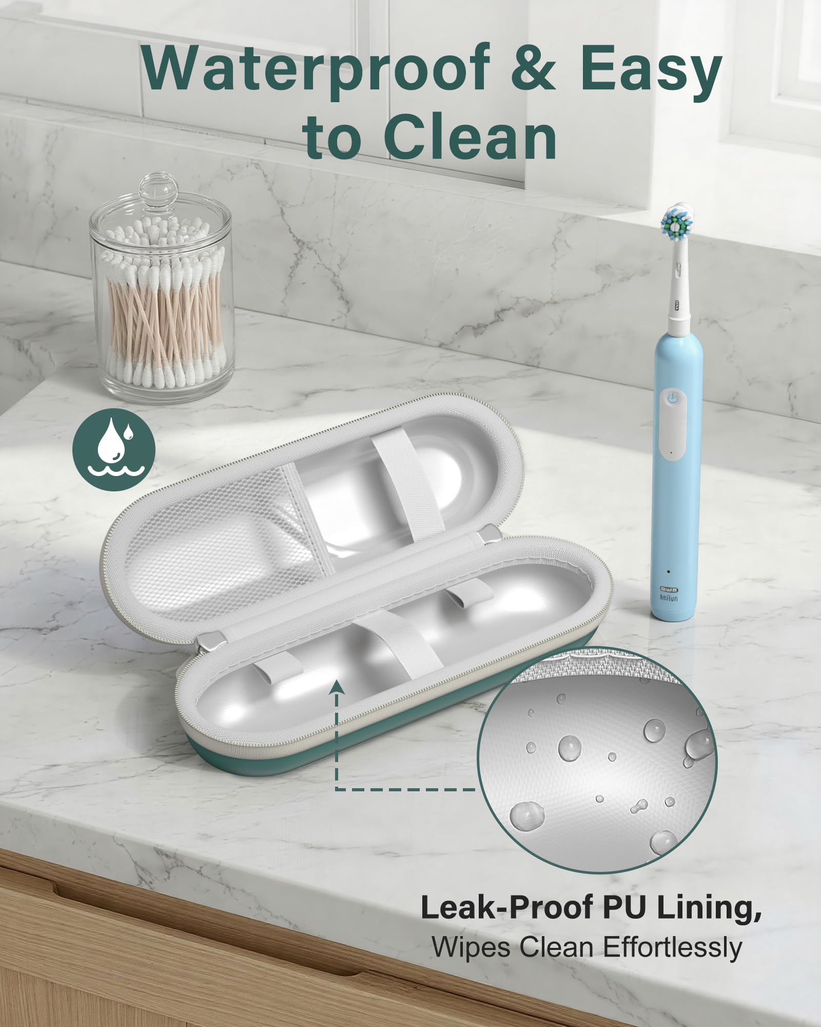 ProCase 歯ブラシケース 携帯用 コンパクトな旅行用 EVA製 Oral-B Philips対応 - ダークグリーン | 電動歯ブラシケース,アクセサリー収納付き,多機能,軽量,耐久性,持ち運び便利,出張や旅行に