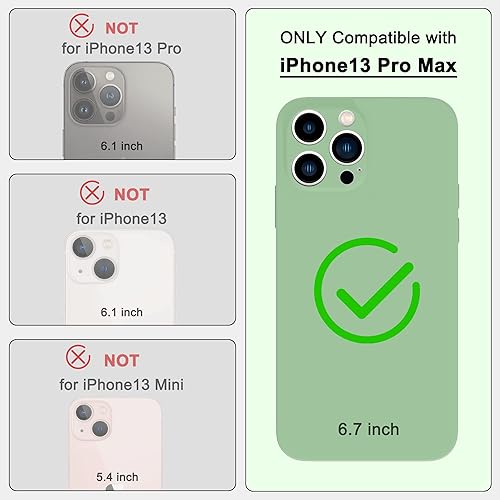 Miniatura 2 de Funda para iPhone 13 Pro Max verde matcha, silicona líquida suave, cuerpo completo, a prueba de golpes, funda protectora con forro de microfibra